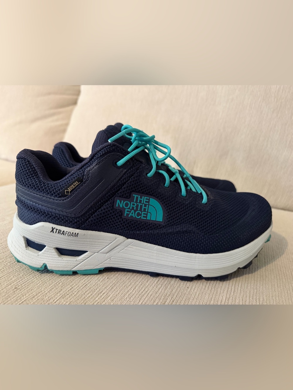 The North Face Navy with Teal Accent Trail Sneakers